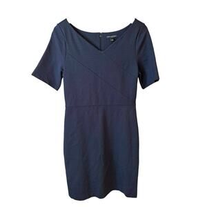 Banana Republic Women's Work Dress Polka Dot V Neck Sheath Dress Blue Size 8
